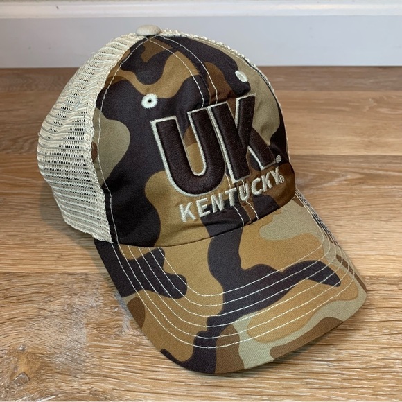 University of Kentucky Wildcats Brown Tan Camo Snapback Trucker Hat - Picture 3 of 11